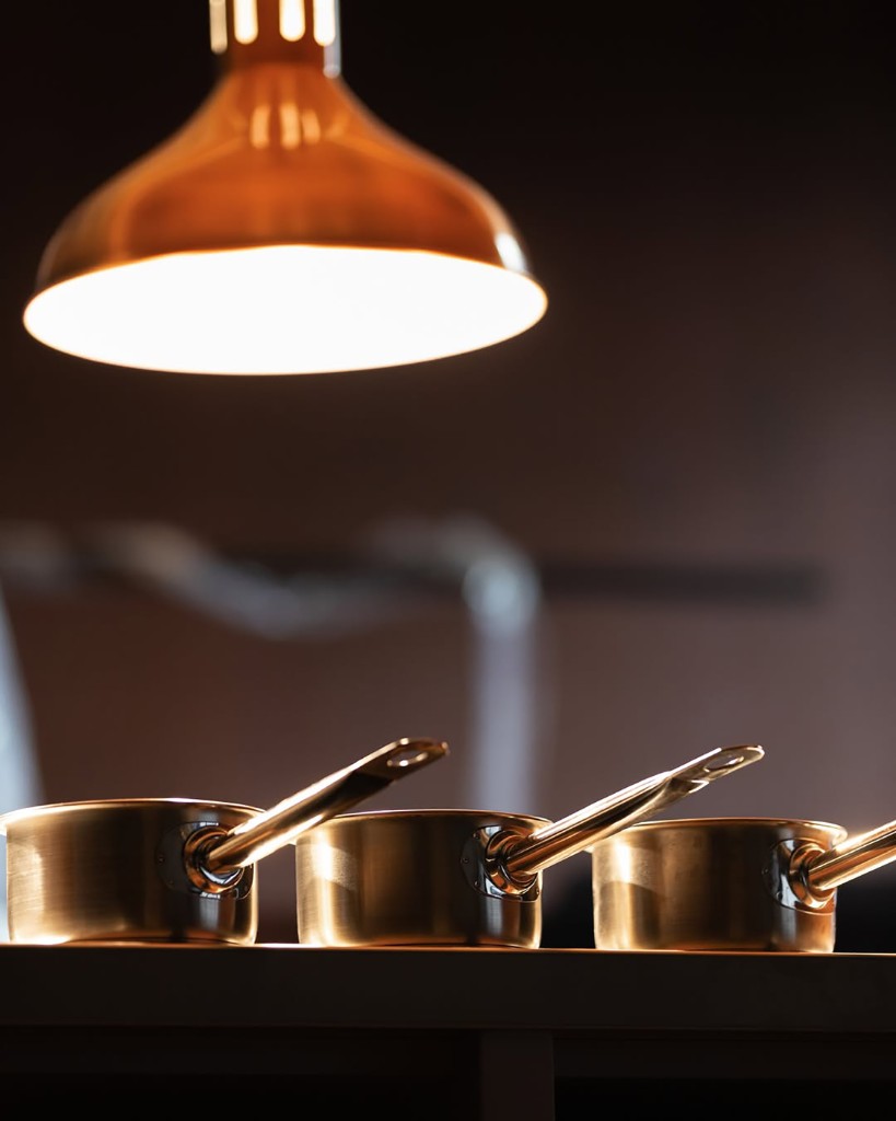 Copper saucepans